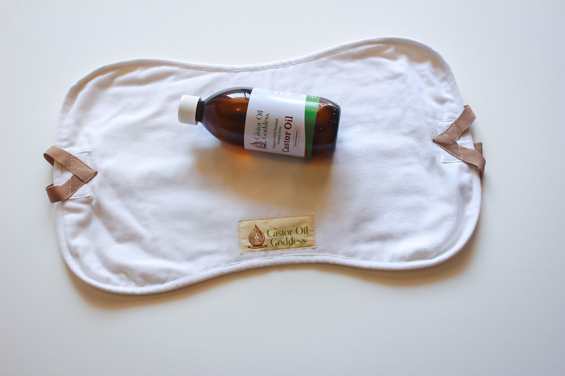 Combo 10: Castor Oil Compress Pack (50cm x 31cm) & 500ml Castor Oil The Castor Oil Goddess