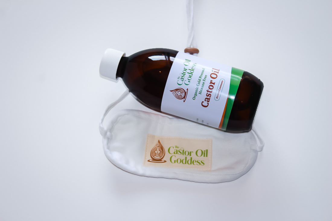 Combo 2: Mini Castor Oil Compress Pack (17.5cm x 9cm) & 500ml Castor Oil The Castor Oil Goddess