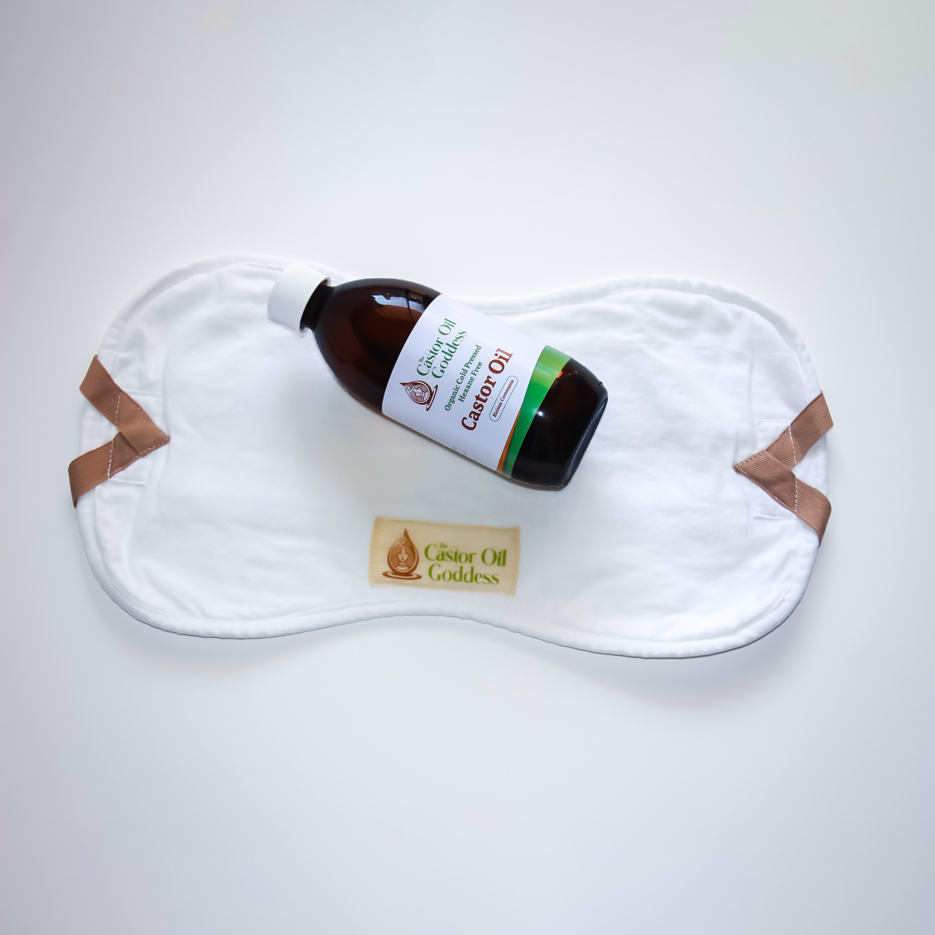 Combo 8: Castor Oil Compress Pack (43cm x 23cm) & 500ml Castor Oil The Castor Oil Goddess