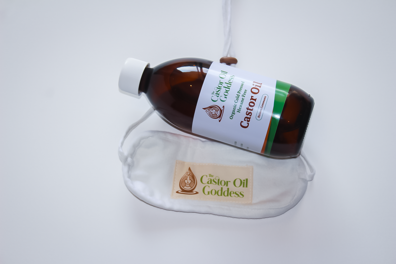 Combo 4: Mini Castor Oil Compress Pack (26cm x 11cm) &amp; 500ml Castor Oil The Castor Oil Goddess